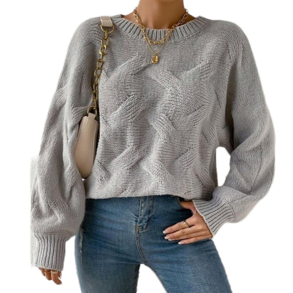 Classic Cross Loose Fit Lightweight Knit Gray Sweater - Picture 2 of 6
